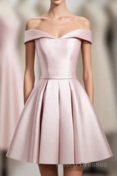 Cute Pink A Line Short Formal Prom Dress, Pink Evening Dress