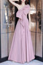 Pink A-Line Prom Dresses Sleeveless One-Shoulder Maxi Dress
