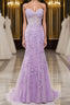 Purple Sweetheart Neck Mermaid Formal Prom Dresses With Appliques