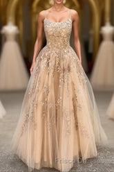 Hottest Elegant Spaghetti Straps Backless Lace Long Princess Formal Prom Dress For Teens