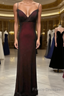 Black And Red Sweetheart Simple Straps Long Formal Prom Dresses, A-Line Long Formal Dresses