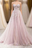 Cute Tulle Sweetheart Long Party Dress with Lace, Beautiful A-Line Formal Prom Dress
