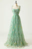 Champagne Lovely Tulle Lace Long Formal Prom Dress, Champagne Evening Dress