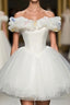 Cute White Tulle Short Formal Prom Gown White Homecoming Dress