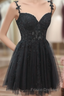 Black Short Sweetheart Tulle Homecoming Dress, Black Short Formal Prom Dress Party Dress