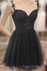 Black Short Sweetheart Tulle Homecoming Dress, Black Short Formal Prom Dress Party Dress