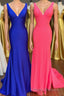 Royal Blue V-Neck Open Back Mermaid Long Formal Prom Dress