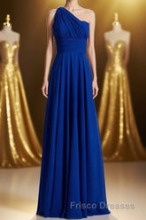 Royal Blue A-line Chiffon Long Convertible Bridesmaid Dress