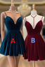 Velvet Homecoming Dresses Tie Back Straps Formal Short Formal Prom Dresses