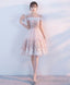 Pink Lace Applique Short Prom Dress Pink Homecoming Dress