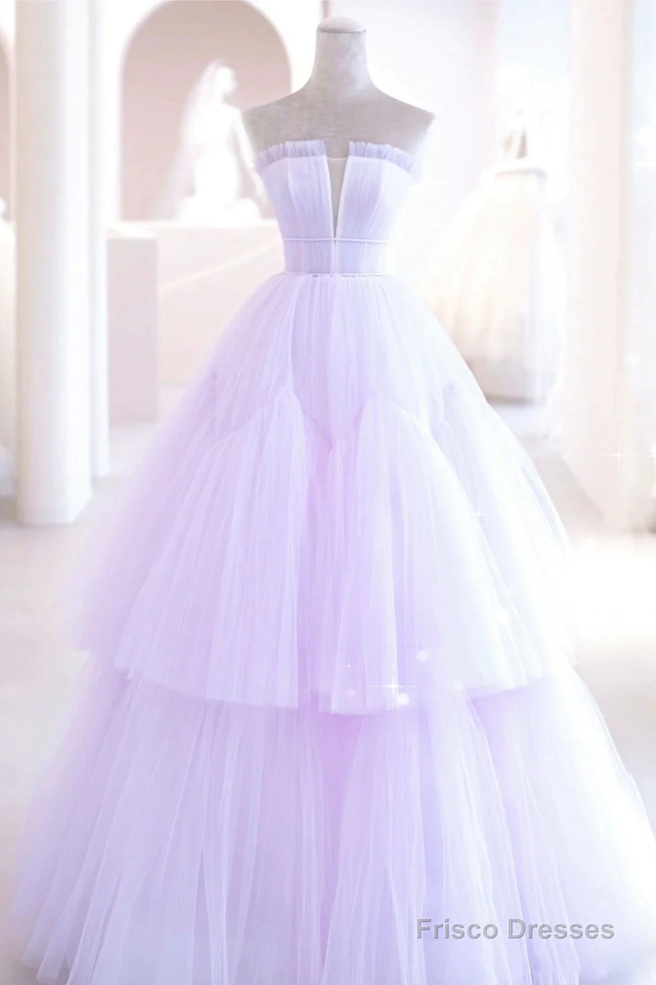 Purple Strapless Tulle Long Formal Gown, Purple A-Line Evening Dress Frisco Dresses Purple Strapless Tulle Long Formal Gown, Purple A-Line Evening Dress Frisco Dresses