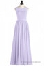 Lavender Chiffon Sweetheart Cutout Back A-Line Long Bridesmaid Dress