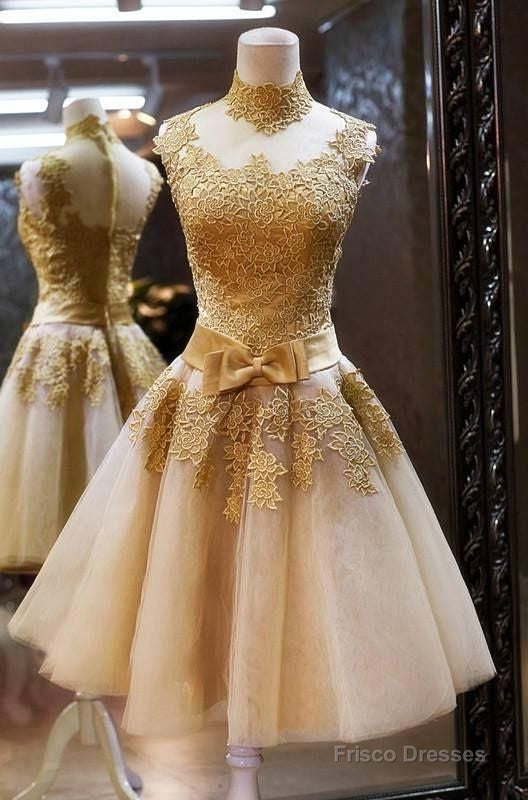 A-Line High Neck Knee-Length Champagne Short Homecoming Dress 2025 wit Frisco Dresses A-Line High Neck Knee-Length Champagne Short Homecoming Dress 2025 wit Frisco Dresses