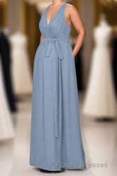 Dusty Blue Halter Backless Maternity Bridesmaid Dress