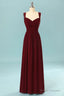 Elegant Pleated Burgundy Bridesmaid Dress with Keyhole