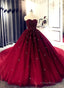 Ball Gown Burgundy Sweetheart Beaded Quince Dresses Sweet 16 Dress
