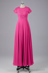 Beautiful A-Line Cap Sleeves Long Bridesmaid Dresses With Pockets
