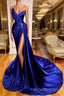 Glamorous Royal Blue Sweetheart Formal Prom Dress Mermaid Long Evening Gowns With Split