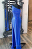 One Shoulder Mermaid Royal Blue Long Formal Prom Dress