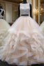 Crop Top Princess Ruffles Skirt Two Piece Formal Prom Dress Long Ball Gown