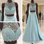 Blue Two Piece Bead Top Ball Gown Formal Prom Dress