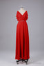 Elegant Chiffon Straps V-Back Long Bridesmaid Dresses