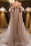 Formal Prom Long A-line Tulle Formal Prom Dress Lace Up Simple Evening Dress