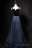 Elegant Long Lace Up Velvet Tulle Formal Prom Dress Modest Party Gowns