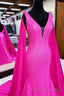 Hot Pink Mermaid Formal Prom Dress With Wateau Train