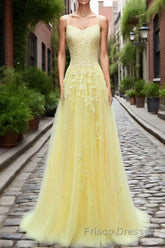 Purple Tulle Formal Prom Dresses with Appliques