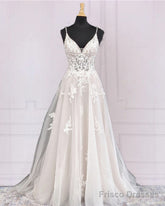 A-Line Appliques Wedding Dresses