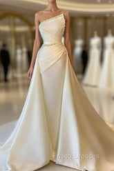 A-line Asymmetrical Beaded Floor-length Open Back Sleeveless Formal Prom Dress