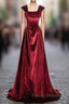 A-Line Burgundy Velvet Off the Shoulder Pleats Formal Prom Dress