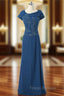 A-line Cap Sleeves Royal Blue Mother Of The Bride Dress
