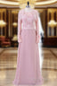 A-line Chiffon Lace Pink Mother Of The Bride Dress