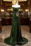 A-line Green Sequins Mermaid Long Party Dress, Mermaid Sequins Green Formal Prom Dress