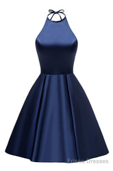 A-Line Halter Short Prom Dresses Cocktail Dresses