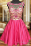 A-line Illusion Cap-sleeve Rhinestone Sweet Little Homecoming Dress