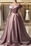 A-Line Off-the-shoulder Pink Sleeveless Strapless Long Formal Prom Dress