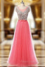 A-Line Pink Tulle Formal Prom Dress