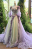 A Line Princess Floral Wedding Dress Lace Applique Sweetheart Tulle Bridal Gown