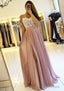 A-line/Princess Sweetheart Sleeveless Long/Floor-Length Chiffon Prom Dresses With Split Appliqued
