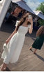 A Line Prom Dress, White Evening Dress