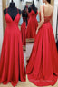 A-Line Formal Prom Dress Empire Dress Formal Court Train Sleeveless V Neck Charmeuse Backless With Pleats Slit