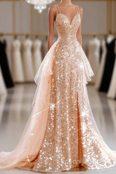 A-Line Formal Prom Dress Sparkle & Shine Dress Sweet 16 Birthday Floor Length Sleeveless Sweetheart Tulle With Sequin