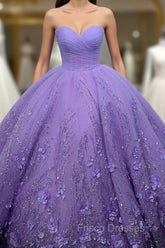 A Line Purple Lace Sweetheart With Corset Back Quinceanera Dress