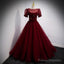 A Line Red Long Prom Dresses