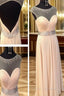 A Line Round Neck Floor Length Formal Prom Dress, Long Pink Formal/Bridesmaid Dress