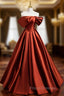 A-Line Satin Off the Shoulder Formal Prom Dress