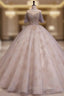 A-Line Scoop Neckline Gray Blue Long Formal Prom Dress, Tulle Lace Long Evening Dress